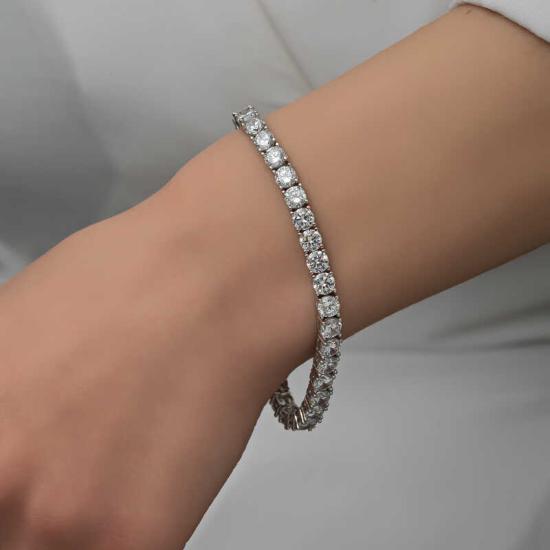 Silver Illuminated Boxed 4 mm White Stone Waterway Women’s Bracelet