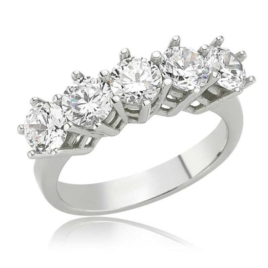 Silver Illuminated Boxed 5 Stone Women’s Ring