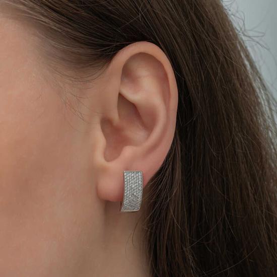 Silver 7 Row White Stone J Women’s Earrings