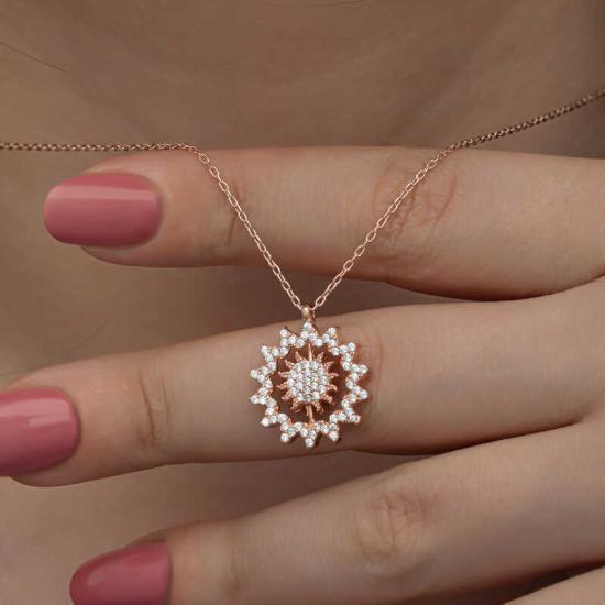 Silver Rose Sun Women’s Necklace