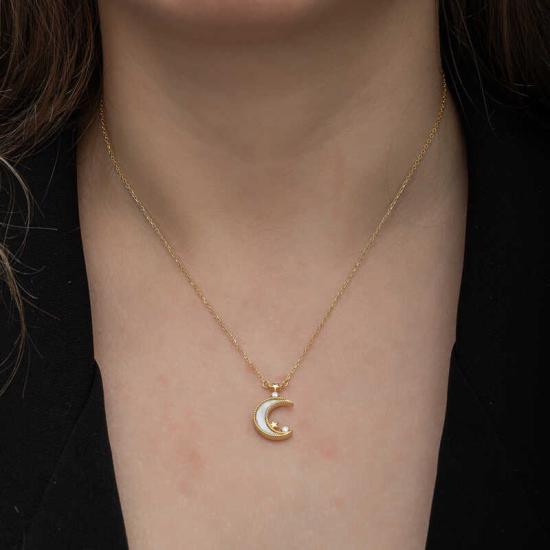 Silver Gold Crescent Star Women’s Necklace