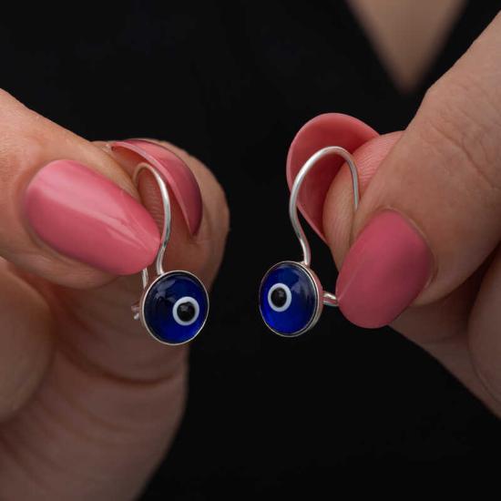 Silver Dangling Evil Eye Women’s Earrings