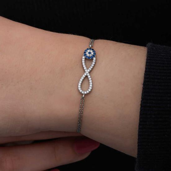 Silver Evil Eye Infinity Women’s Bracelet