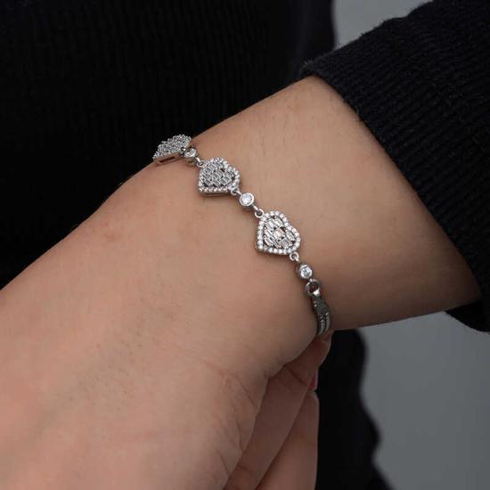 Silver Baguette Stone Heart Women’s Bracelet