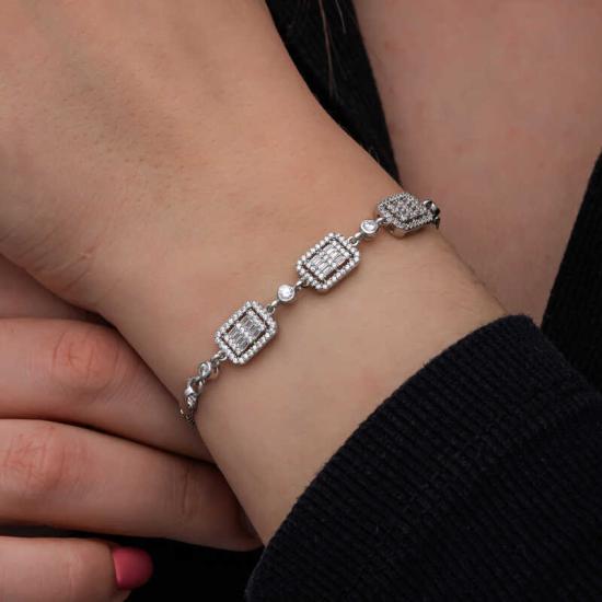 Silver Baguette Stone Women’s Bracelet