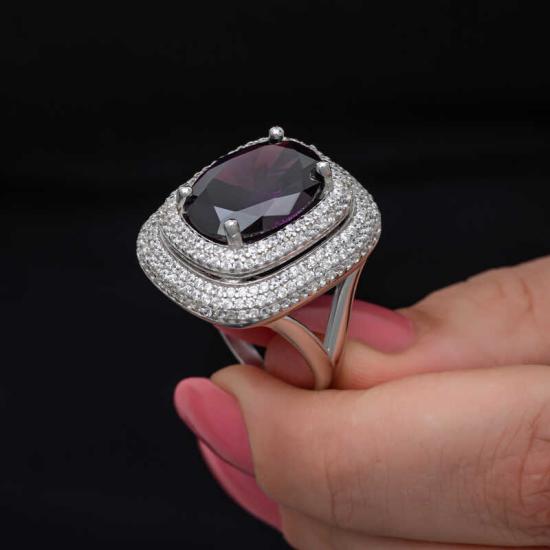 Silver Amethyst Stone Women’s Ring