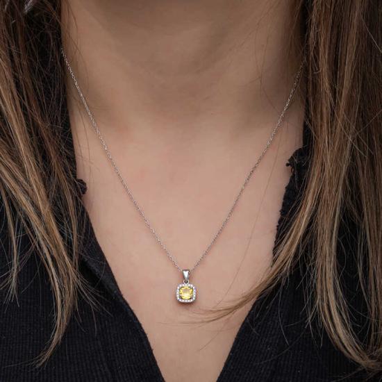 Silver Yellow Baguette Stone Women’s Set