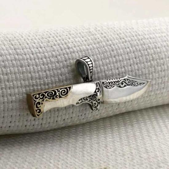 Silver Hunting Knife Men’s Pendant