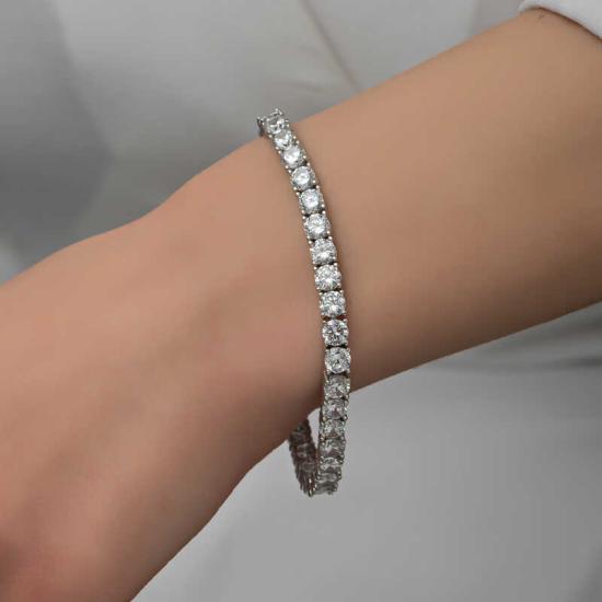 Silver 2.5 mm White Stone Waterway Women’s Bracelet