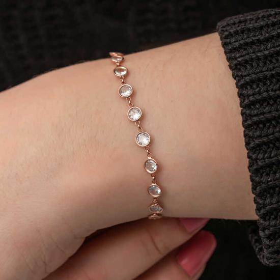 Silver Rose White Stone Women’s Bracelet
