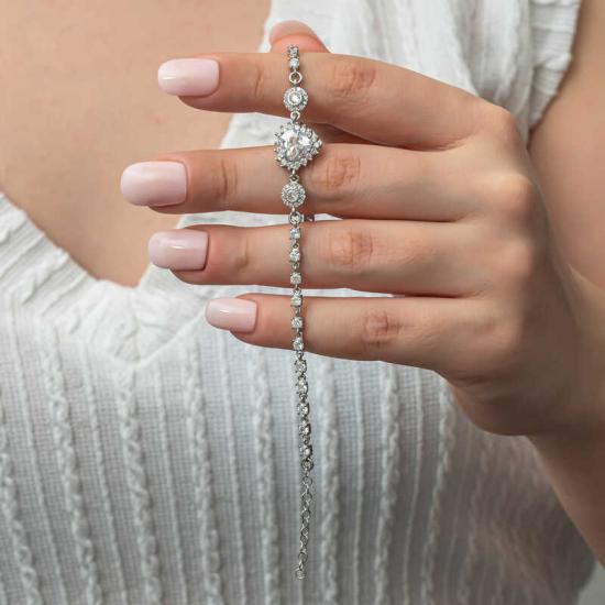 Gümüş Kalpli Su Yolu Kadın Bileklik