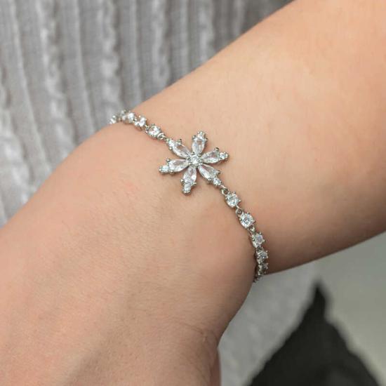 Silver White Lotus Flower Waterway Women’s Bracelet