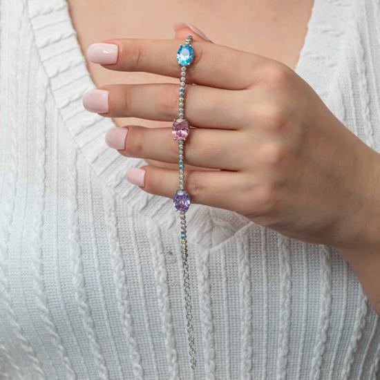 Silver Mix Stone Oval Waterway Women’s Bracelet