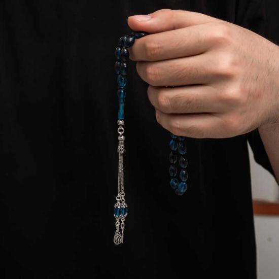 Amber Prayer Beads with Silver Tassel