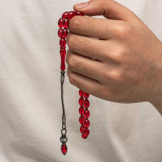 Silver 1000 Carat Kazaz Tasseled Tightened Amber Prayer Beads