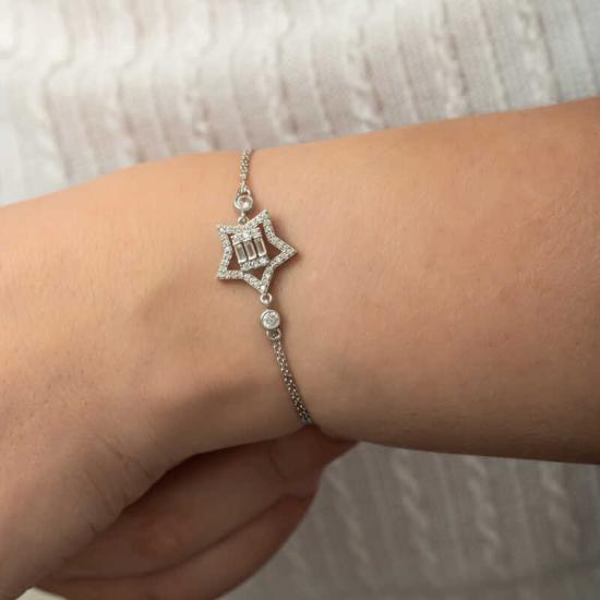 Silver Baguette Stone Star Women’s Bracelet