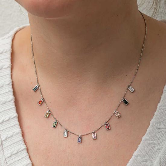 Silver Color Stone Lucky Women’s Necklace