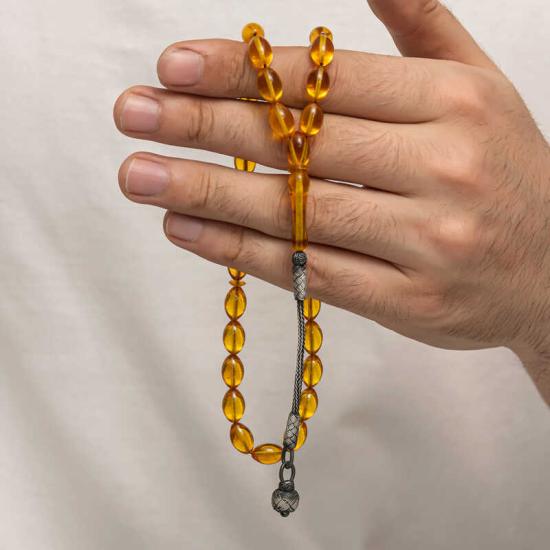 Silver Kazaz Tasseled Tightened Amber Prayer Beads