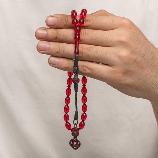 Silver Kazaz Tasseled Tightened Amber Prayer Beads