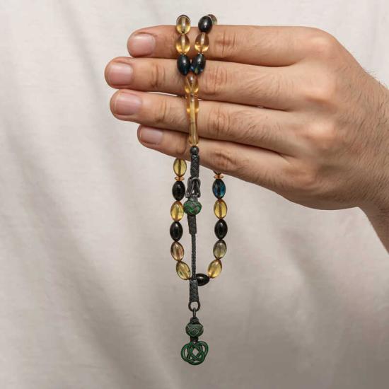 Silver Kazaz Tasseled Tightened Amber Prayer Beads