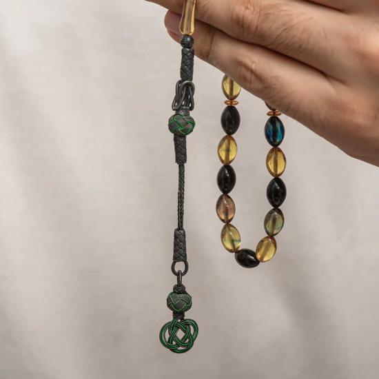 Silver Kazaz Tasseled Tightened Amber Prayer Beads