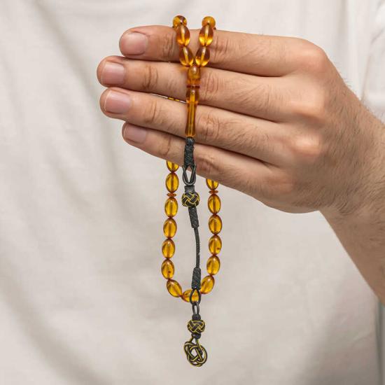 Silver Kazaz Tasseled Tightened Amber Prayer Beads