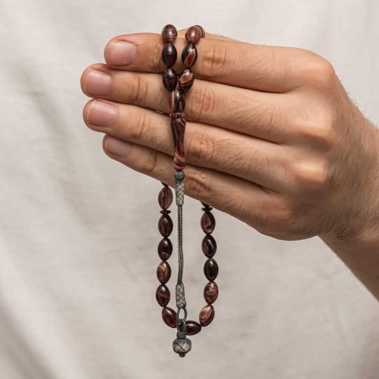 Silver Kazaz Tasseled Tightened Amber Prayer Beads