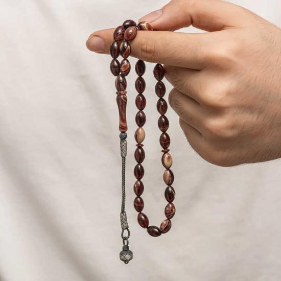 Silver Kazaz Tasseled Tightened Amber Prayer Beads