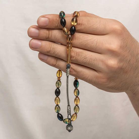 Silver Kazaz Tasseled Tightened Amber Prayer Beads