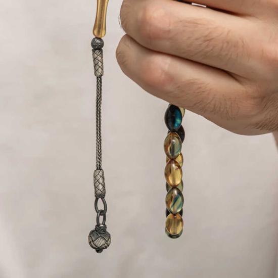 Silver Kazaz Tasseled Tightened Amber Prayer Beads