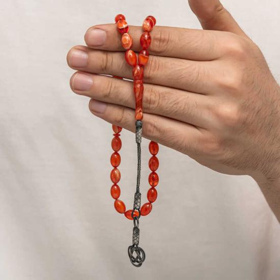 Silver Kazaz Tasseled Tightened Amber Prayer Beads