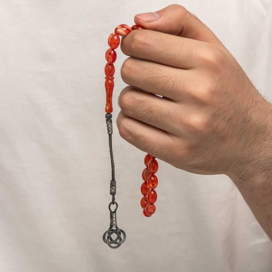 Silver Kazaz Tasseled Tightened Amber Prayer Beads