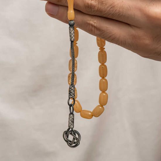 Silver Kazaz Tasseled Tightened Amber Prayer Beads