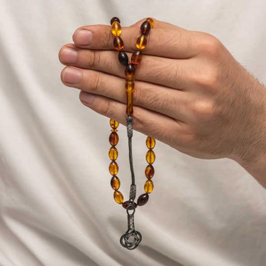 Silver Kazaz Tasseled Tightened Amber Prayer Beads