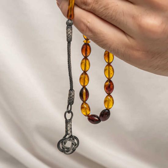 Silver Kazaz Tasseled Tightened Amber Prayer Beads