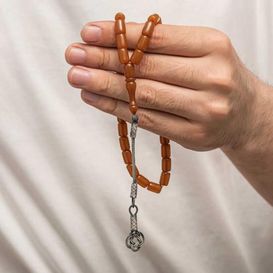Silver Kazaz Tasseled Tightened Amber Prayer Beads