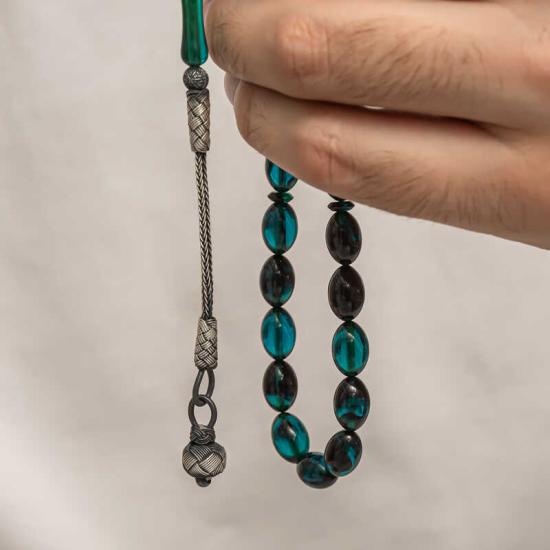 Silver Kazaz Tasseled Tightened Amber Prayer Beads