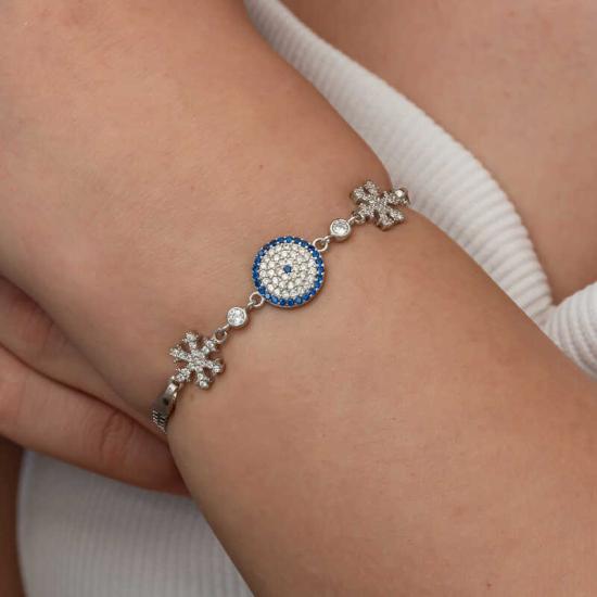 Silver Evil Eye Snowflake Women’s Bracelet