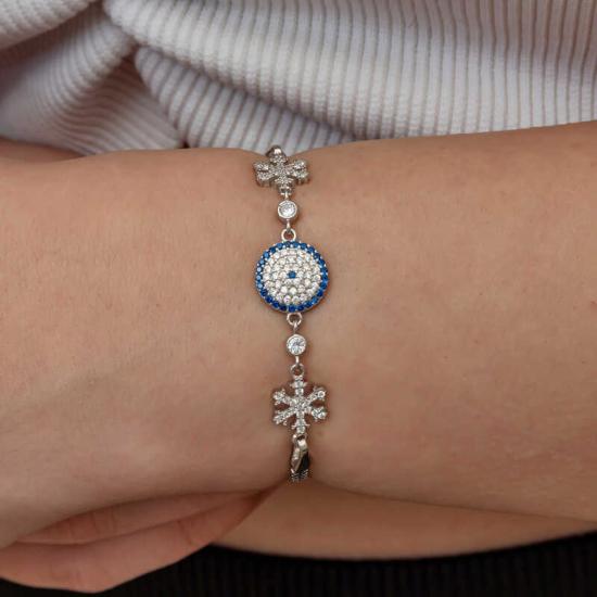 Silver Evil Eye Snowflake Women’s Bracelet