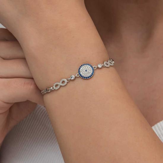 Silver Evil Eye Infinity Women’s Bracelet