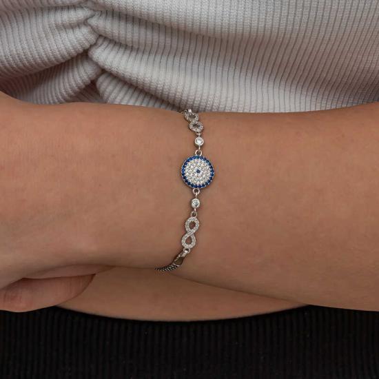 Silver Evil Eye Infinity Women’s Bracelet