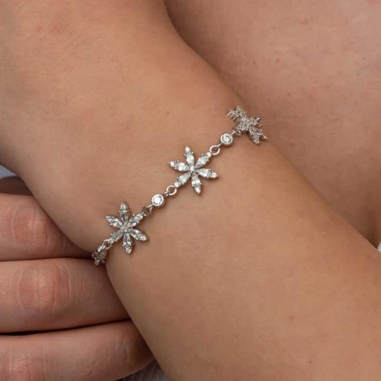 Silver White Lotus Flower Women’s Bracelet