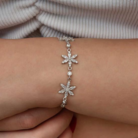 Silver White Lotus Flower Women’s Bracelet