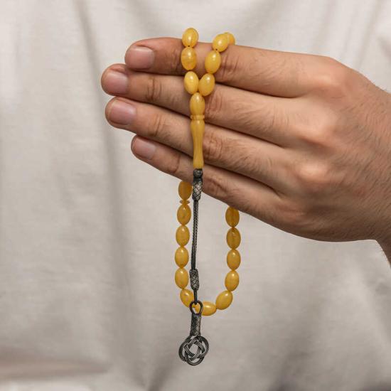 Silver Kazaz Tasseled Tightened Amber Prayer Beads