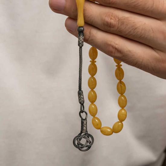 Silver Kazaz Tasseled Tightened Amber Prayer Beads