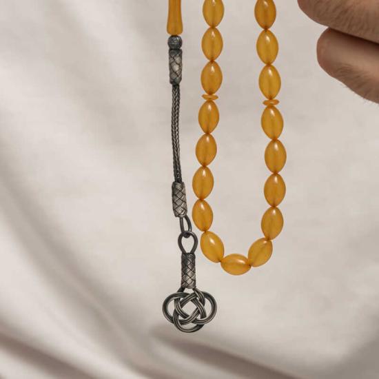 Silver Kazaz Tasseled Tightened Amber Prayer Beads