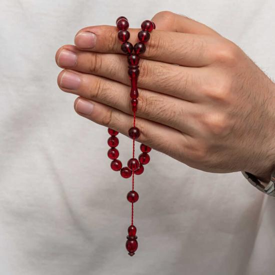Round Pressed Amber Prayer Beads