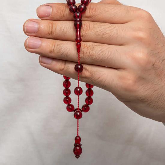 Round Pressed Amber Prayer Beads