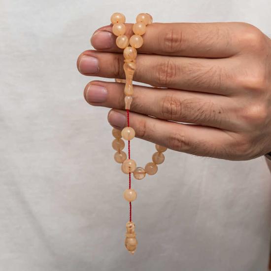 Round Pressed Amber Prayer Beads