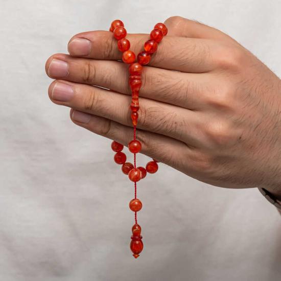 Round Pressed Amber Prayer Beads